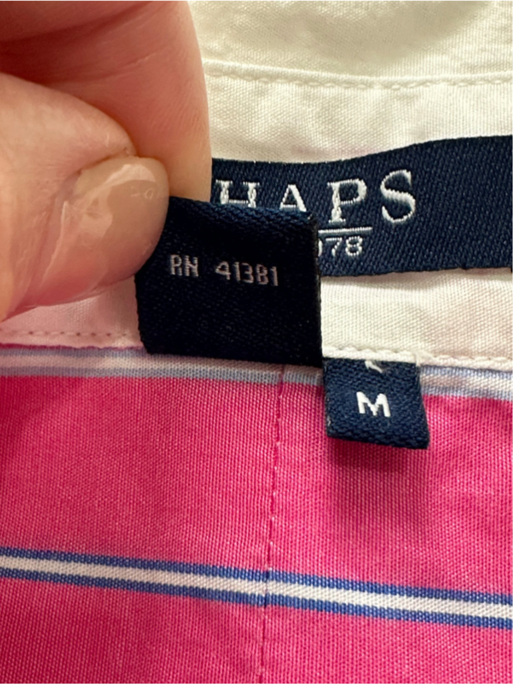 Chaps Women’s Pink Striped Contrast Collar Button Down Shirt Size M - Picture 8 of 12
